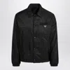 Prada Collared Jacket Elastic Cuffs Front Pocket In Black