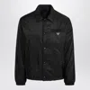 Prada Collared Jacket Elastic Cuffs Front Pocket In Black