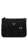 Prada Black Re-nylon Messenger Bag In Black