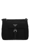 Prada Black Re-nylon Messenger Bag In Black