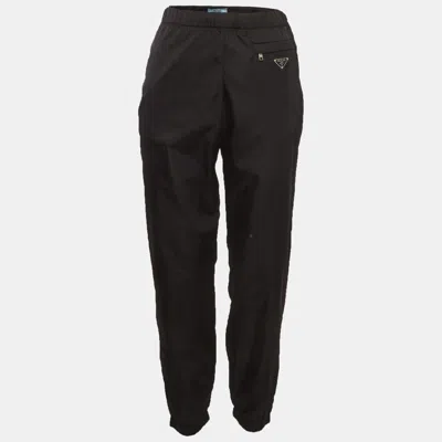 Pre-owned Prada Black Re-nylon Enameled Triangle Logo Track Pant M