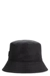 Prada Womens Black Logo-plaque Nylon Bucket Hat In Metallic