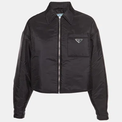 Pre-owned Prada Black Re-nylon Oversize Cropped Jacket Xs