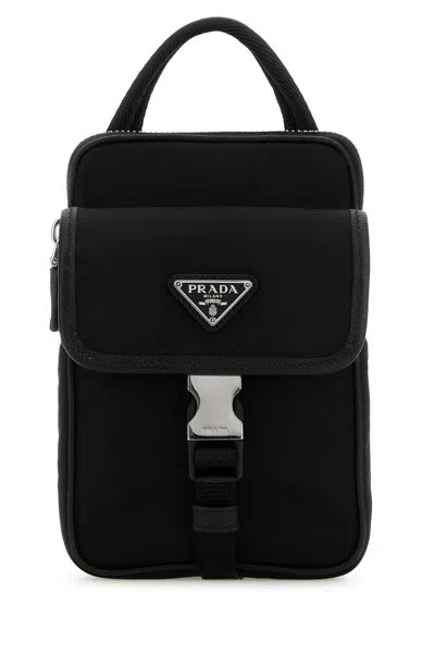 Prada Black Re-nylon Phone Case In Pink