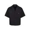 Prada Short Sleeve Collared Jacket Front Pocket In Black