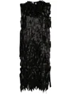 Prada Ribbon Detail Belted Midi Dress In Black
