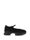 Prada Mesh Upper Round Toe Rubber Sole Ballerinas In Black