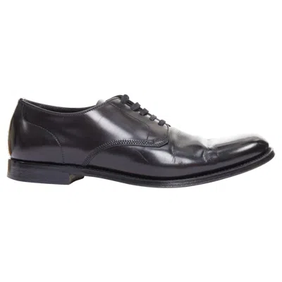 Pre-owned Prada Black Round Toe Lace Up Classic Brogue Dress Shoes Uk7 Eu41