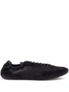 Prada Women Navy Blue Re-nylon And Suede Collapse Sneakers In Black