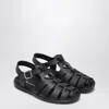 Prada Black Rubber Sandals With Tech Straps And Buckle Closure