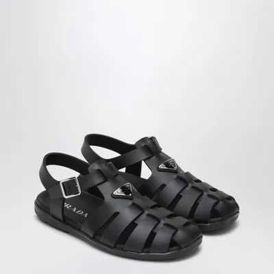Prada Black Rubber Cage Sandal Men