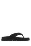 Prada Triangle-logo Flip Flops In Black