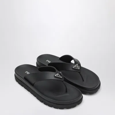 Prada Black Rubber Thong Sandal Women