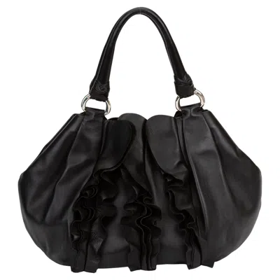 Pre-owned Prada Black Ruffle Nappa Handbag