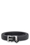 Prada Black Saffiano Belt With Logo Charm