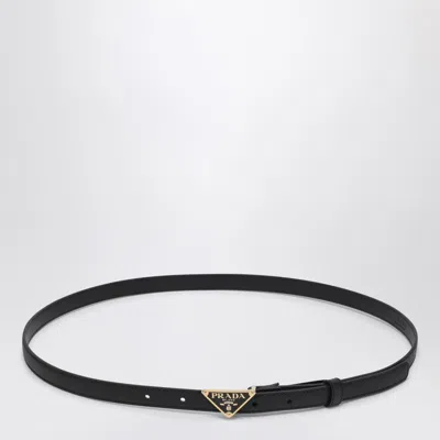 Prada Black Saffiano Belt With Triangle Logo Women