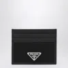 Prada Black Saffiano Card Case With Logo Triangle In Black