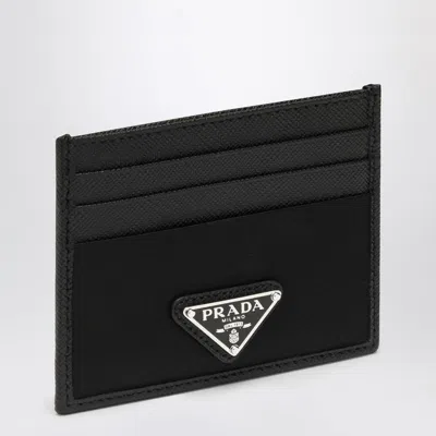 Prada Black Saffiano Card Case With Logo Triangle Men