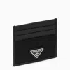 PRADA PRADA BLACK SAFFIANO CARD CASE WITH LOGO TRIANGLE MEN