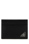 Prada Black Saffiano Card Holder With Logo