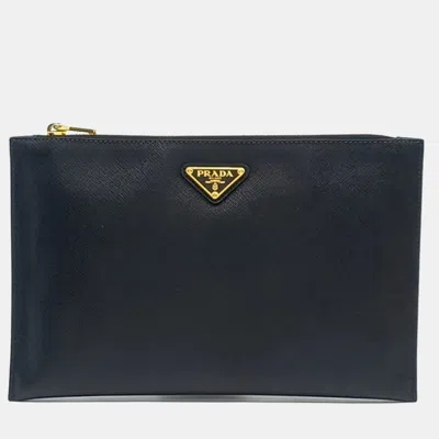 Pre-owned Prada Black Saffiano Clutch