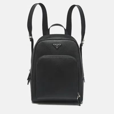 Pre-owned Prada Black Saffiano Leather Backpack