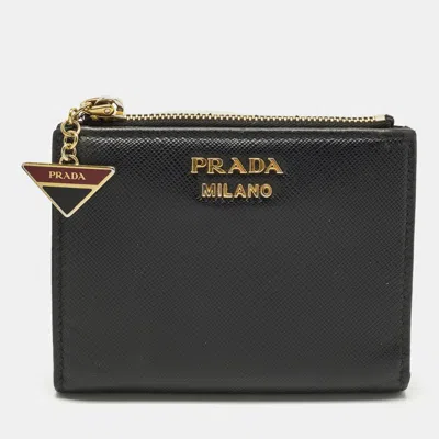 Pre-owned Prada Black Saffiano Leather Bifold Wallet
