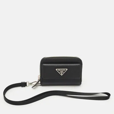 Pre-owned Prada Black Saffiano Leather Coin Purse