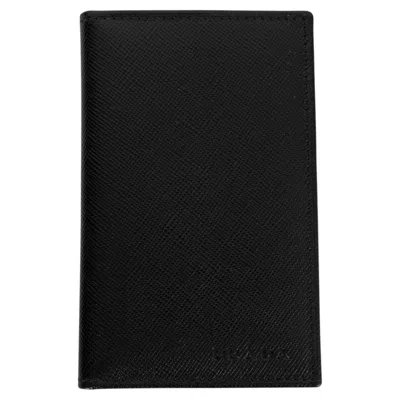 Pre-owned Prada Black Saffiano Leather Credit Card Wallet