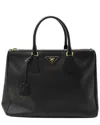 Prada Black Saffiano Leather Galleria Double Zip Tote Large (authentic Pre-  Loved) In Black