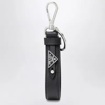 Prada Black Saffiano Leather Keychain Men