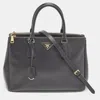 Prada Black Saffiano Leather Medium Double Zip Tote.. In Black
