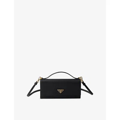 Prada Black Saffiano Leather Phone Holder Strap