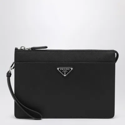 PRADA PRADA BLACK SAFFIANO LEATHER POUCH