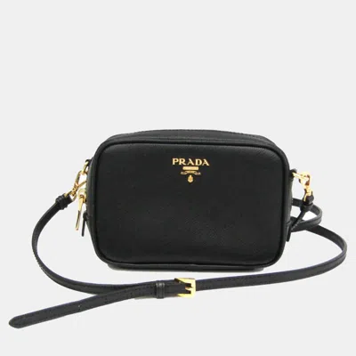 Pre-owned Prada Black Saffiano Leather Pouch Shoulder Bag