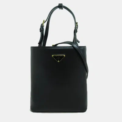 Pre-owned Prada Black Saffiano Leather Small Panier Shoulder Bag