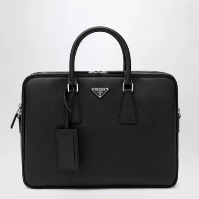 PRADA PRADA  BLACK SAFFIANO LEATHER WORK BAG