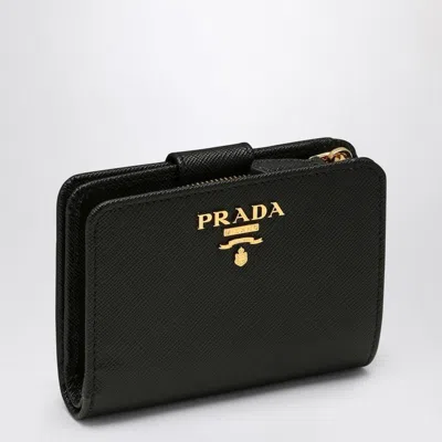 Prada Black Saffiano Leather Zip Around Wallet