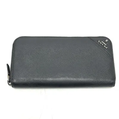 Pre-owned Prada Black Saffiano Long Wallet (bi-fold) ()