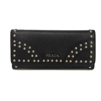Pre-owned Prada Black Saffiano Long Wallet (bi-fold) ()