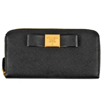 Pre-owned Prada Black Saffiano Long Wallet (bi-fold) ()