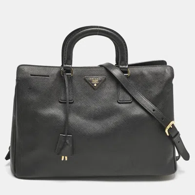Pre-owned Prada Black Saffiano Lux Leather Middle Zip Tote