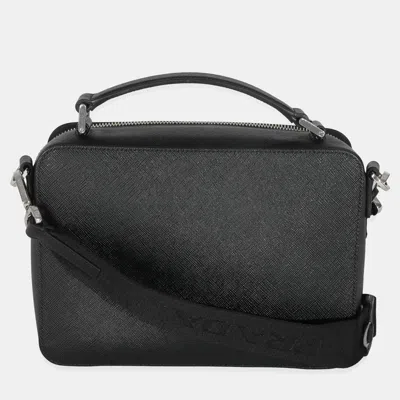 Pre-owned Prada Black Saffiano Medium Brique Crossbody Bag