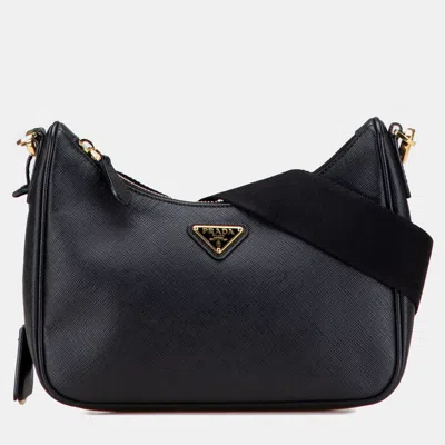 Pre-owned Prada Black Saffiano Re-edition 2005 Satchel