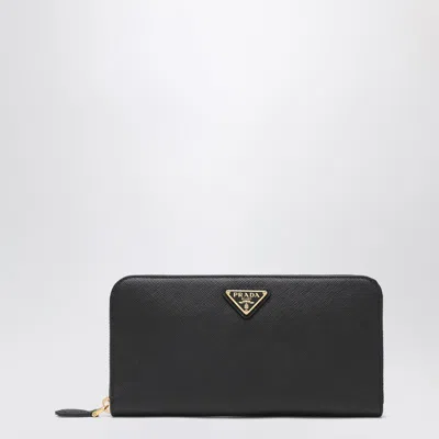 PRADA PRADA BLACK SAFFIANO ZIP-AROUND WALLET