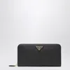 Prada Triangle Logo Saffiano Leather Zip-around Wallet In Black