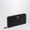 Prada Triangle Logo Saffiano Leather Zip-around Wallet In Black