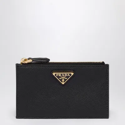 Prada Black Saffiano Zipped Card Case