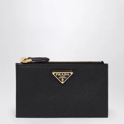 Prada Black Saffiano Zipped Card Case