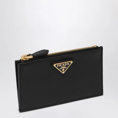 Prada Compact Wallet Gold-tone Hardware In Black